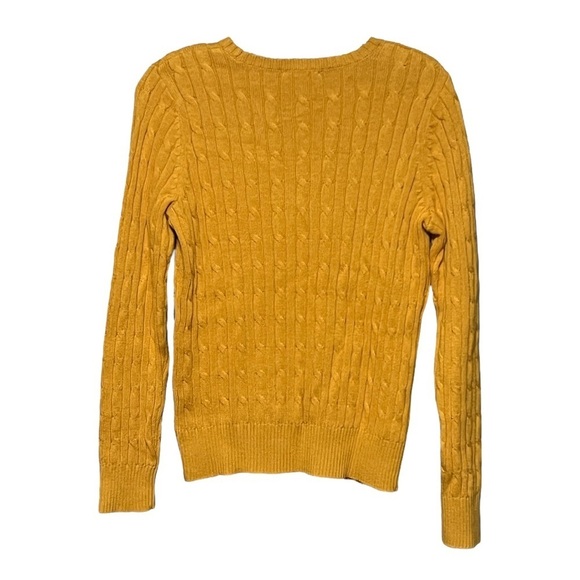 St. John's Bay Classic Cable Ribbed Knit Sweater Gold Cozy Cotton Blend Pullover - Picture 2 of 5